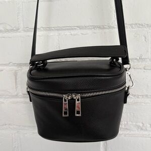 New faux vegan pebbled leather double zipper crossbody handbag from Forever 21.